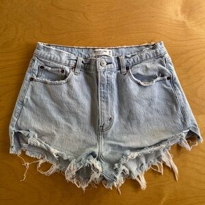 Abercrombie & Fitch Light Blue Distressed Denim Shorts